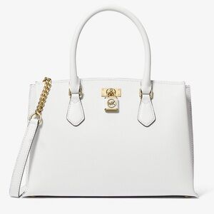 Michael Kors Elegant White Handbag with Gold Accents